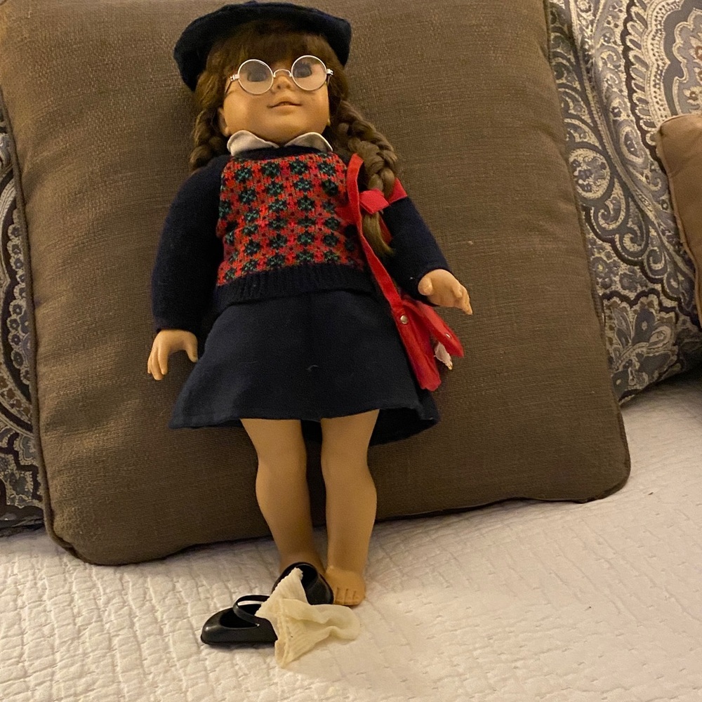 American girl doll from the 1990 Classic Doll with Red and Navy Outfit